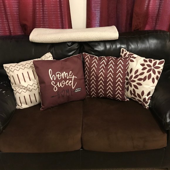 Decorative Pillow Covers Burgundy Modern Couch Throw Accent Indoor Outdoor Cases - Picture 4 of 8